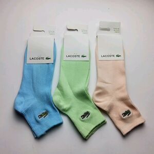 Lacoste Ribbed Lightweight Quarter Socks Lot Of 3 Pairs Size 6-9, EU 36-40